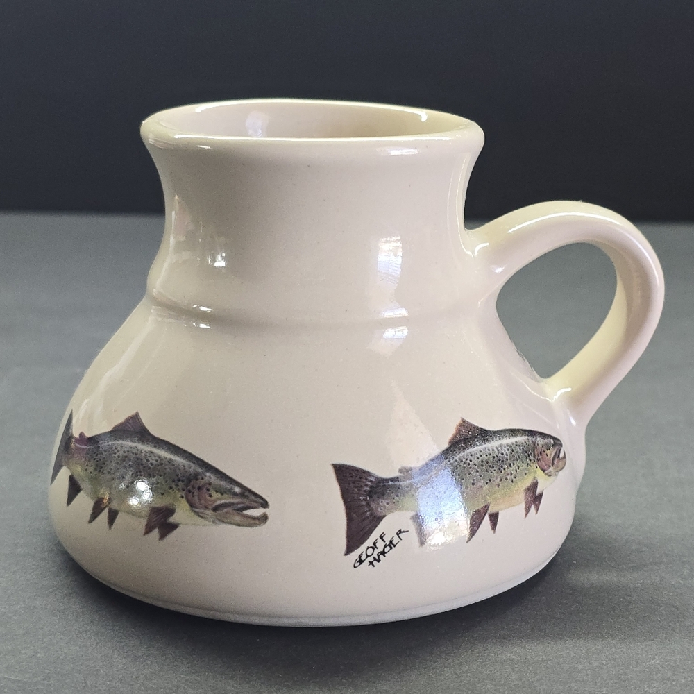 VTG Angler's Expressions Design Mug By Geoff Hager 1998 Fly Fishing Camp Coffee